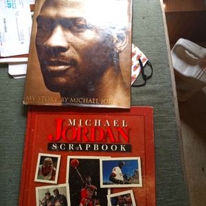 2 Michael Jordan hard back books and a space jam poster